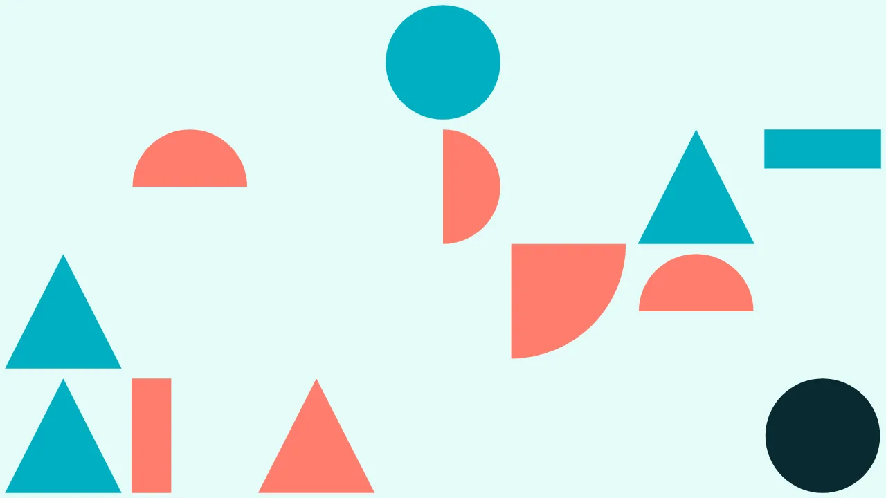 Bauhaus blocks — cyan and deep cyan minimal wallpaper
