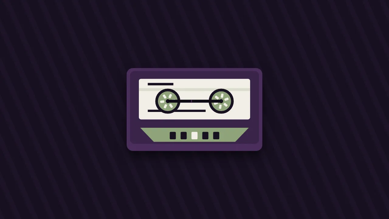 Chrome cassette — violet and deep violet retro wallpaper