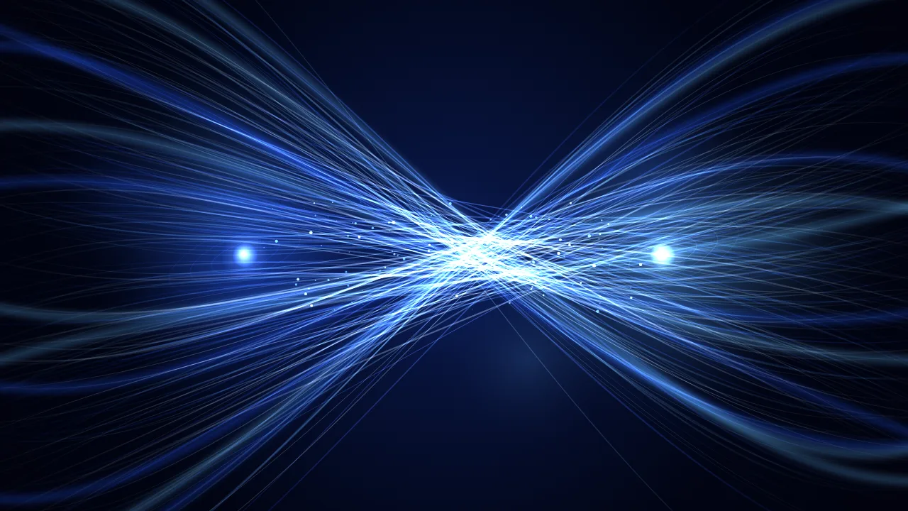 Chromatic currents — blue and deep indigo cosmic wallpaper