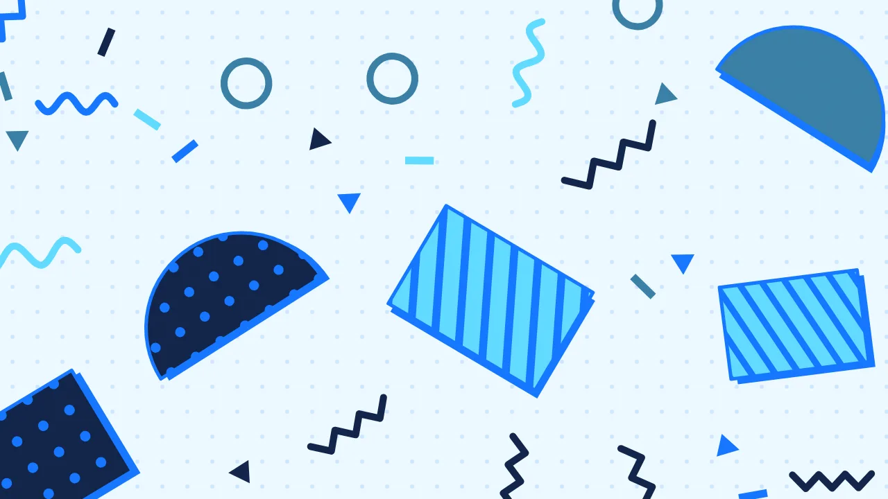 Memphis squiggle — blue and deep blue retro wallpaper