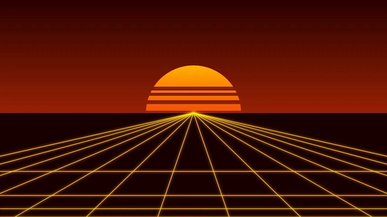 Neon grid — coral and deep red retro wallpaper