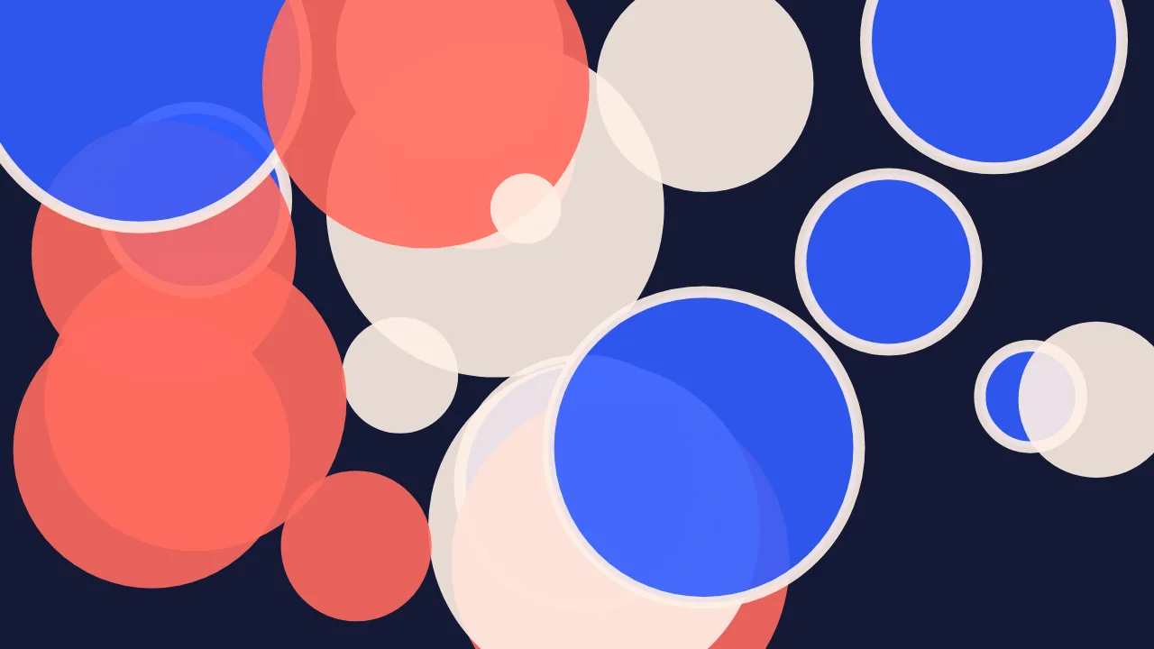 Orbit party — blue and deep indigo playful wallpaper