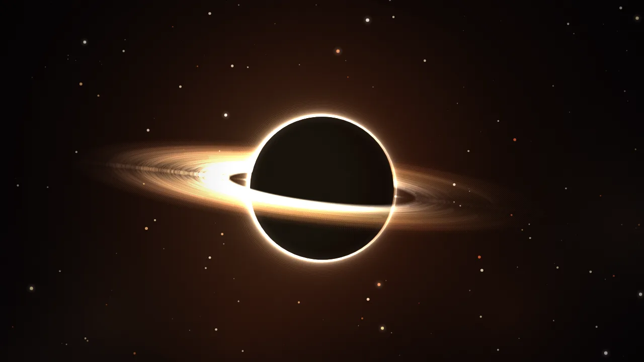Event horizon — coral and deep red cosmic wallpaper